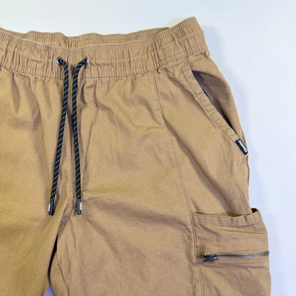 Tony Hawk Mens Khaki Brown Ripstop Cargo Shorts Elastic Waist Size Medium‎